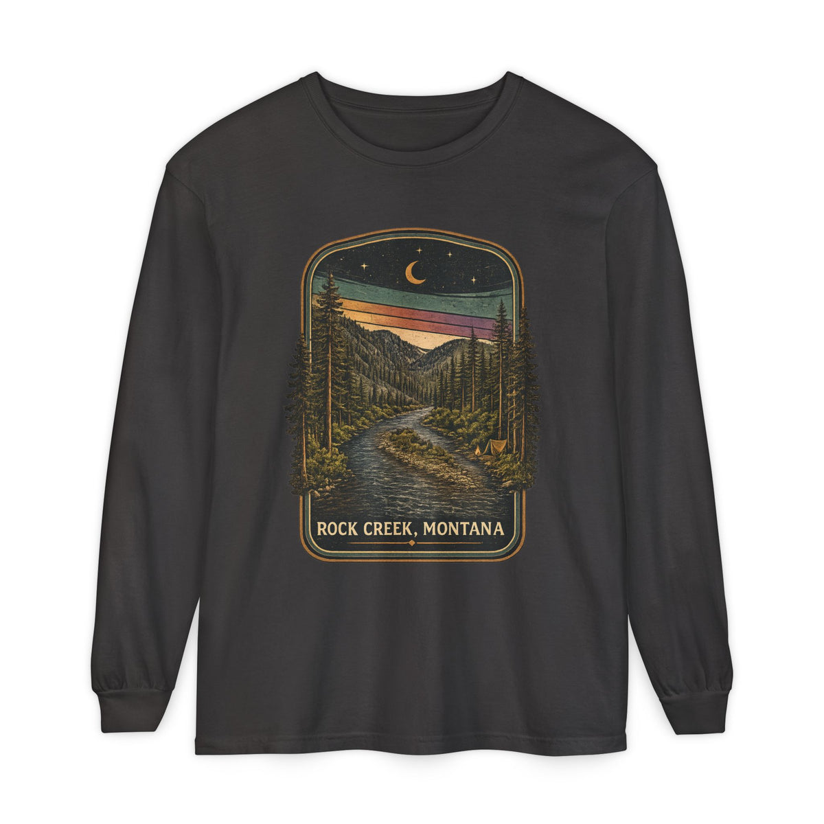 Rock Creek, Montana Long Sleeve T‑Shirt — Vintage Mountain Creek Graphic