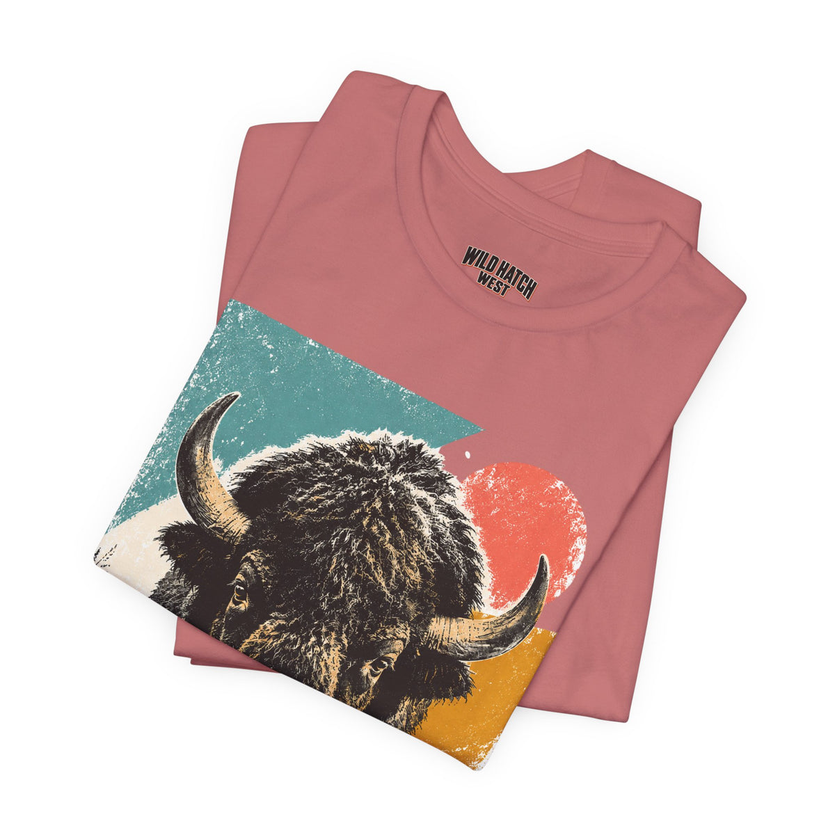 Retro Bison Graphic T-Shirt, Mauve or White