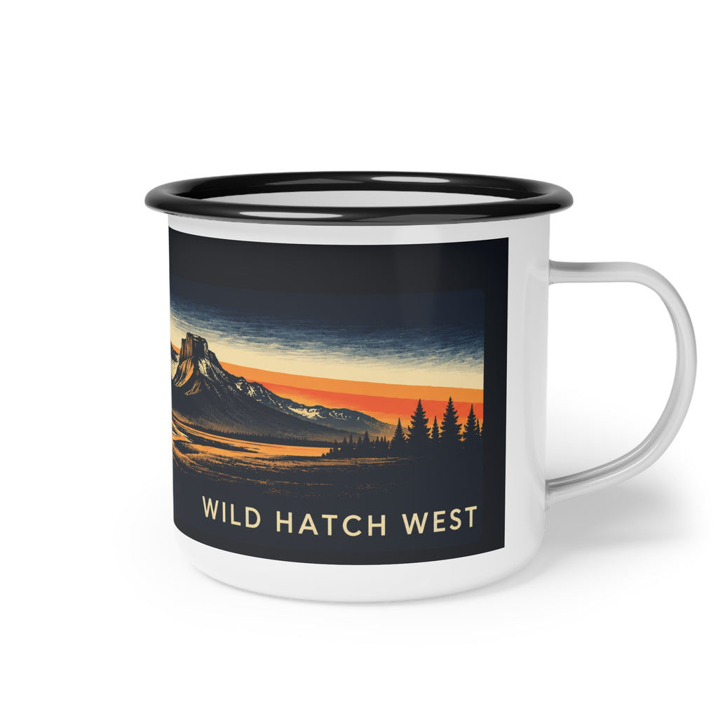 Enamel Camp Cup — Wild Horizons Bison Sunset Campfire Mug