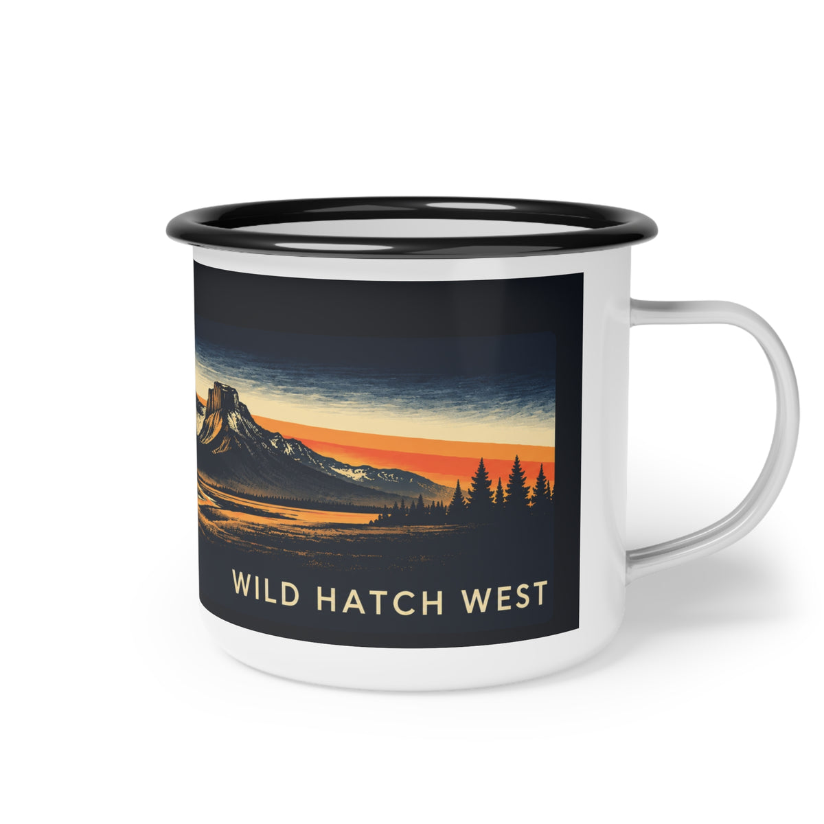 Enamel Camp Cup — Wild Horizons Bison Sunset Campfire Mug