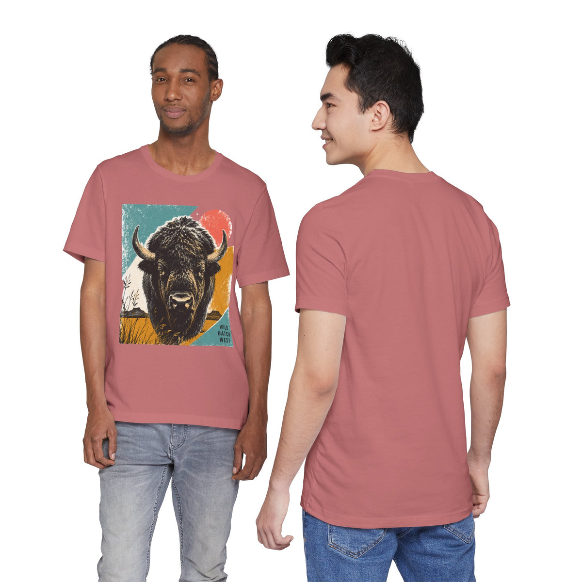 Retro Bison Graphic T-Shirt, Mauve or White