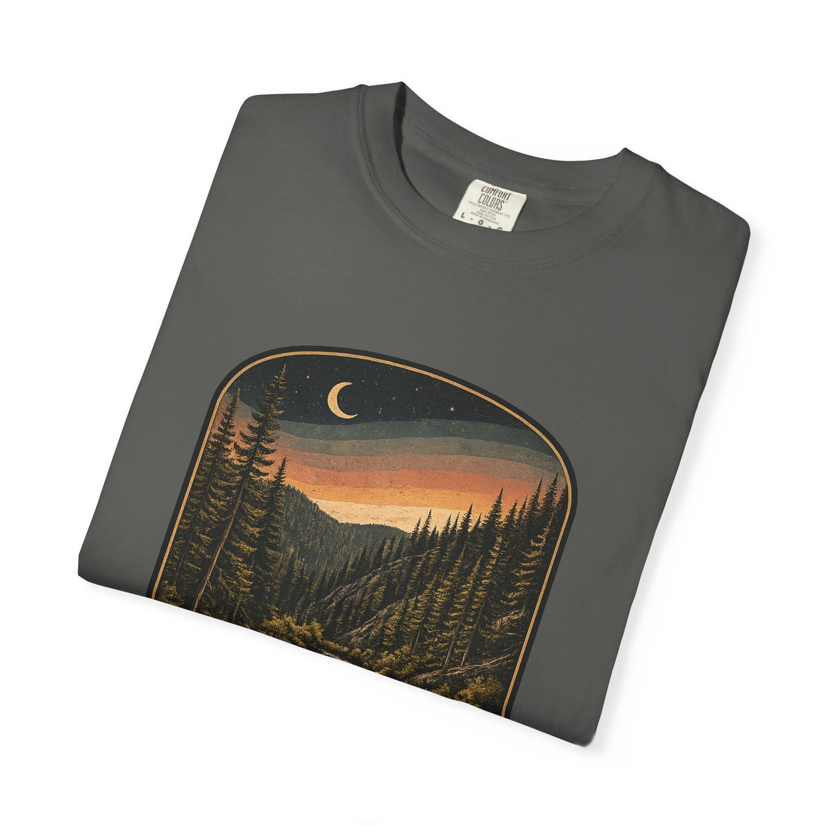 Bitterroot Flats Scenic Tee — Moonlit Mountain River Landscape T-Shirt