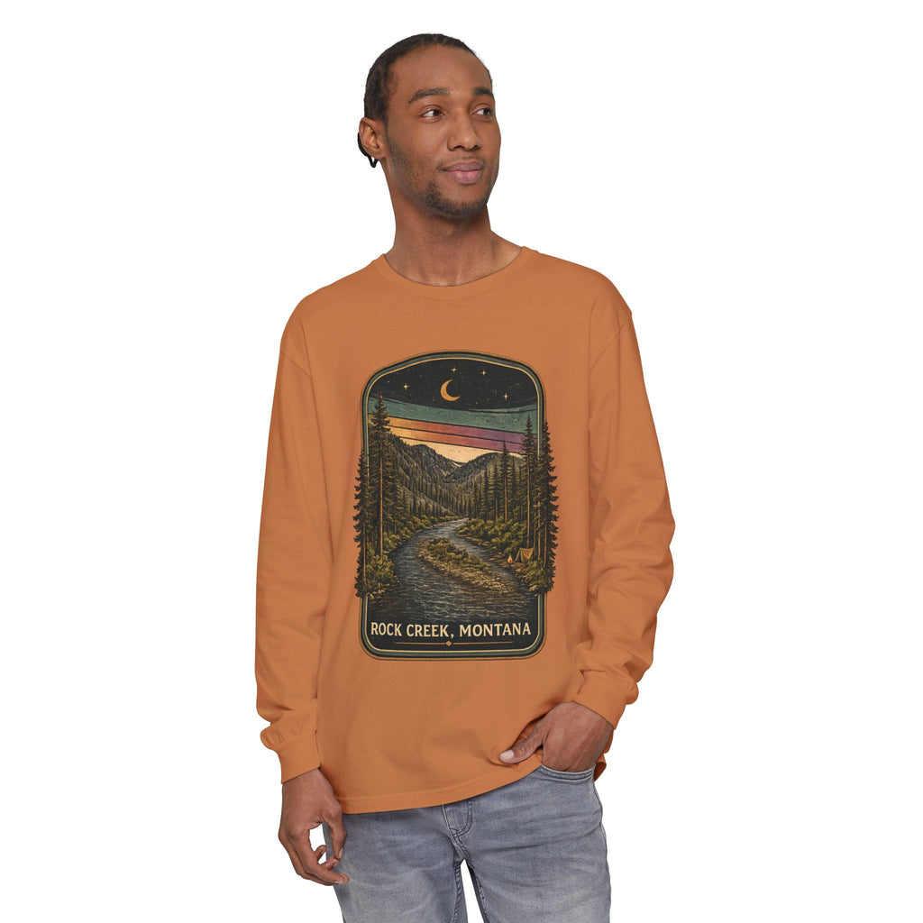 Rock Creek, Montana Long Sleeve T‑Shirt — Vintage Mountain Creek Graphic
