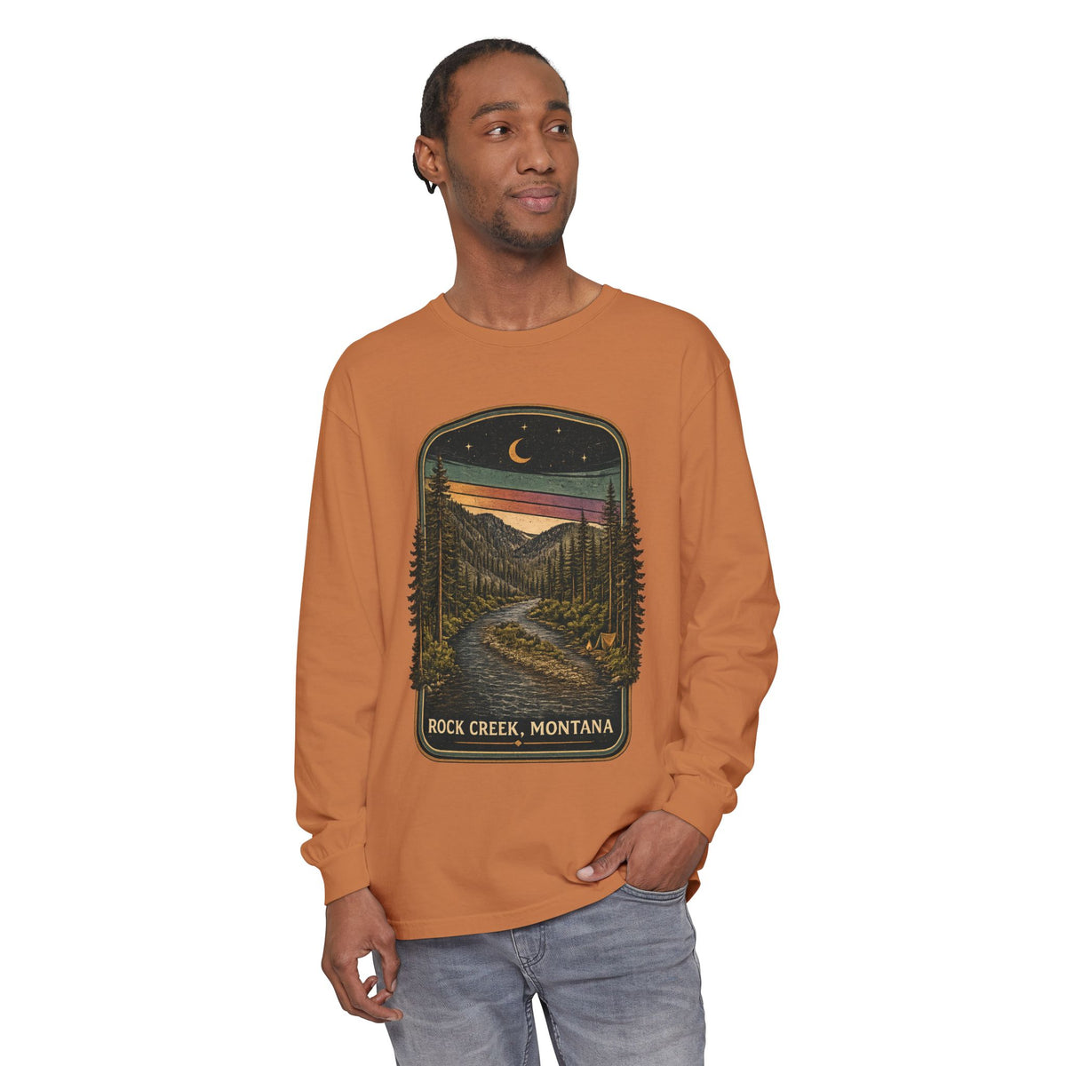 Rock Creek, Montana Long Sleeve T‑Shirt — Vintage Mountain Creek Graphic