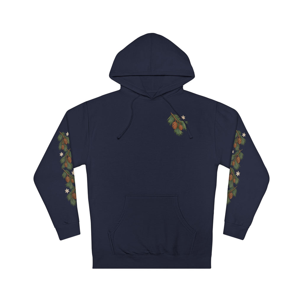 Navy Winter Pine Sleeve Artwork Hoodie