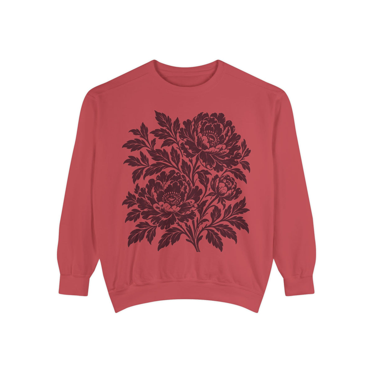 Floral Vintage Peony Sweatshirt, Green, Blue and Crimson