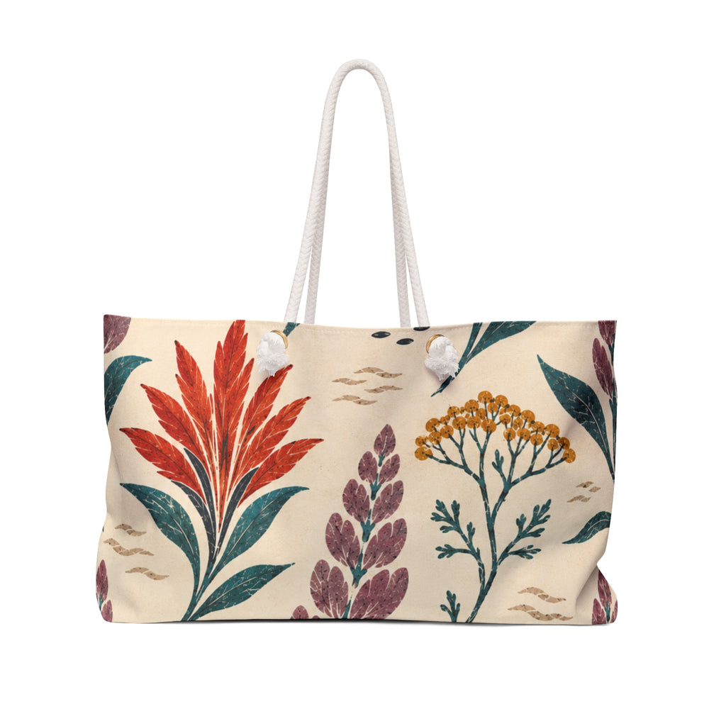 Floral Weekender Bag — Boho Wildflower Travel Tote