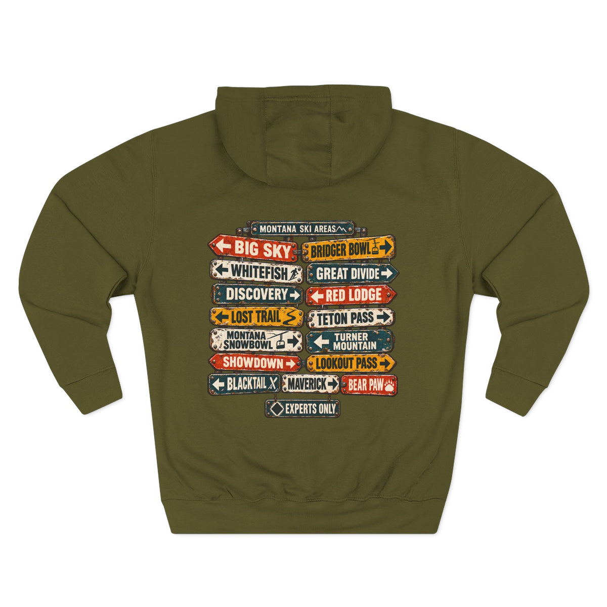 Ski Montana Resort Signs Hoodie