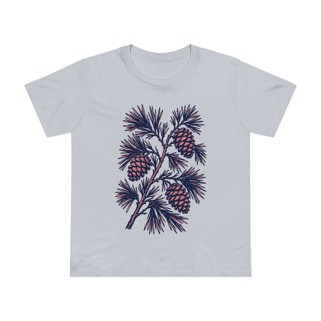 Women’s Pinecone Tee — Botanical Pinecone Branch Floral Graphic Shirt
