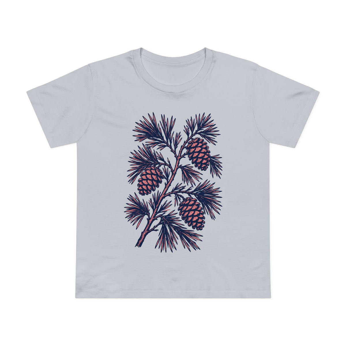Women’s Pinecone Tee — Botanical Pinecone Branch Floral Graphic Shirt