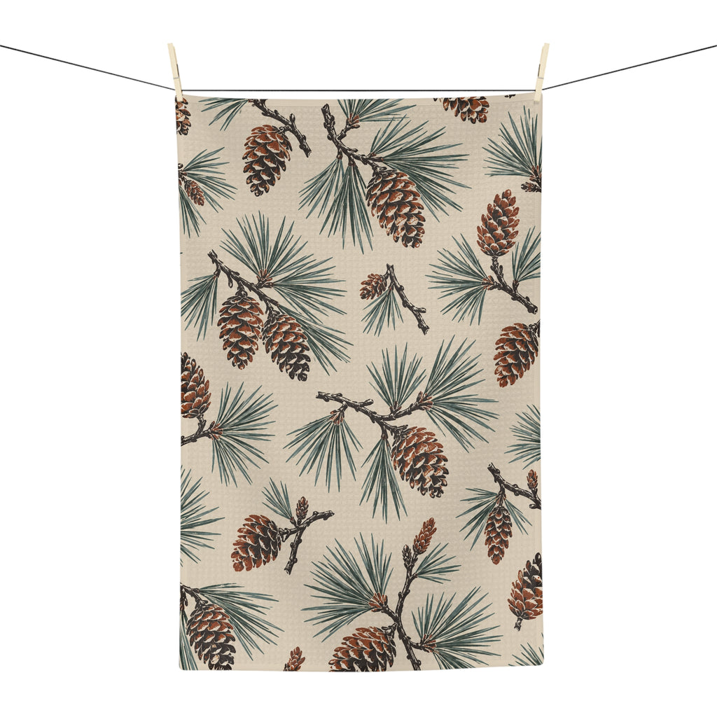 Pine & Cone Pattern Microfiber Tea Towel