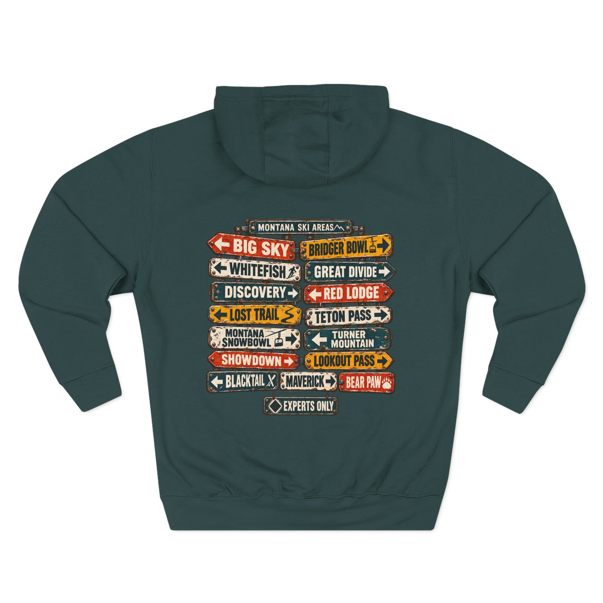 Ski Montana Resort Signs Hoodie