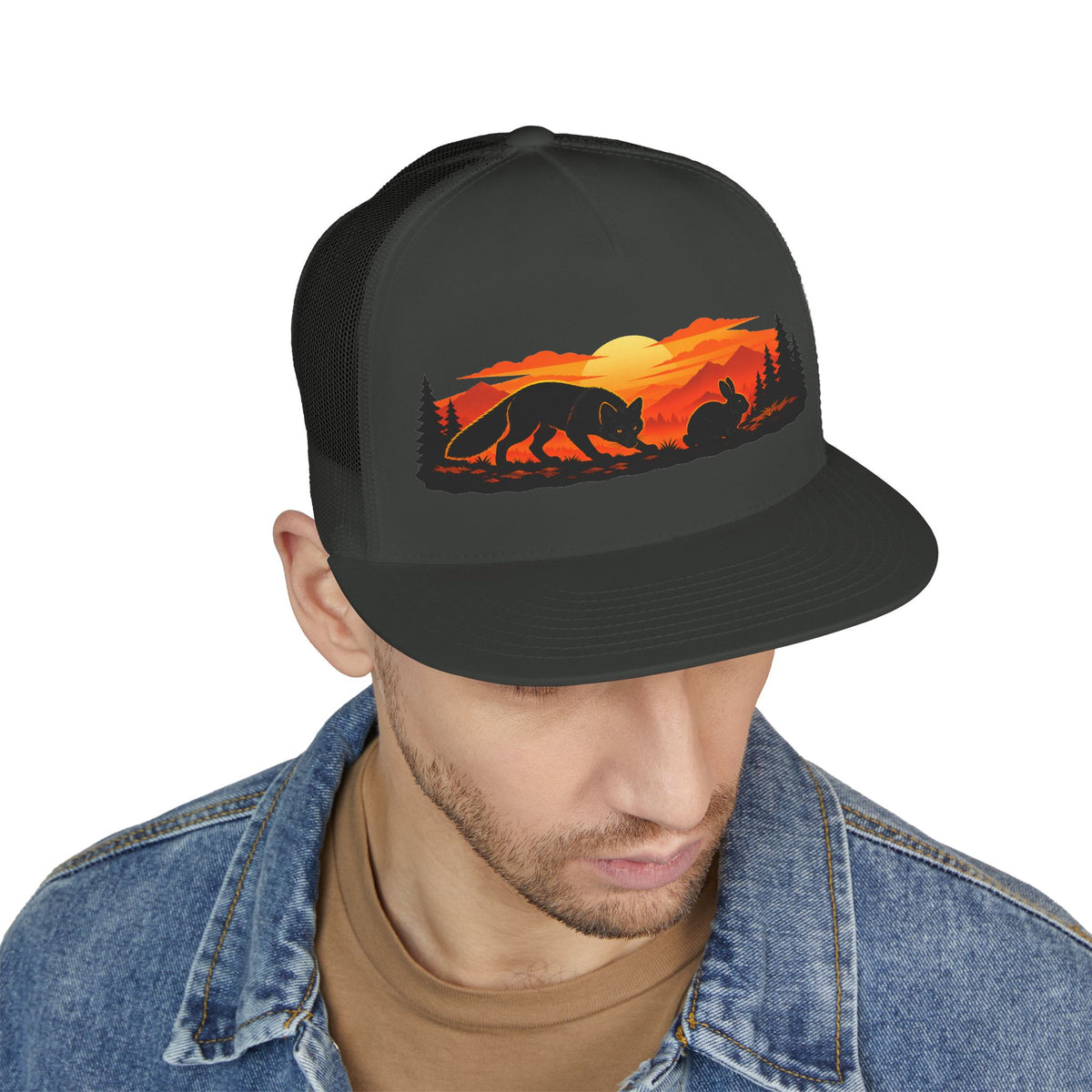 On the Hunt Trucker Cap — Mountain Silhouette Snapback