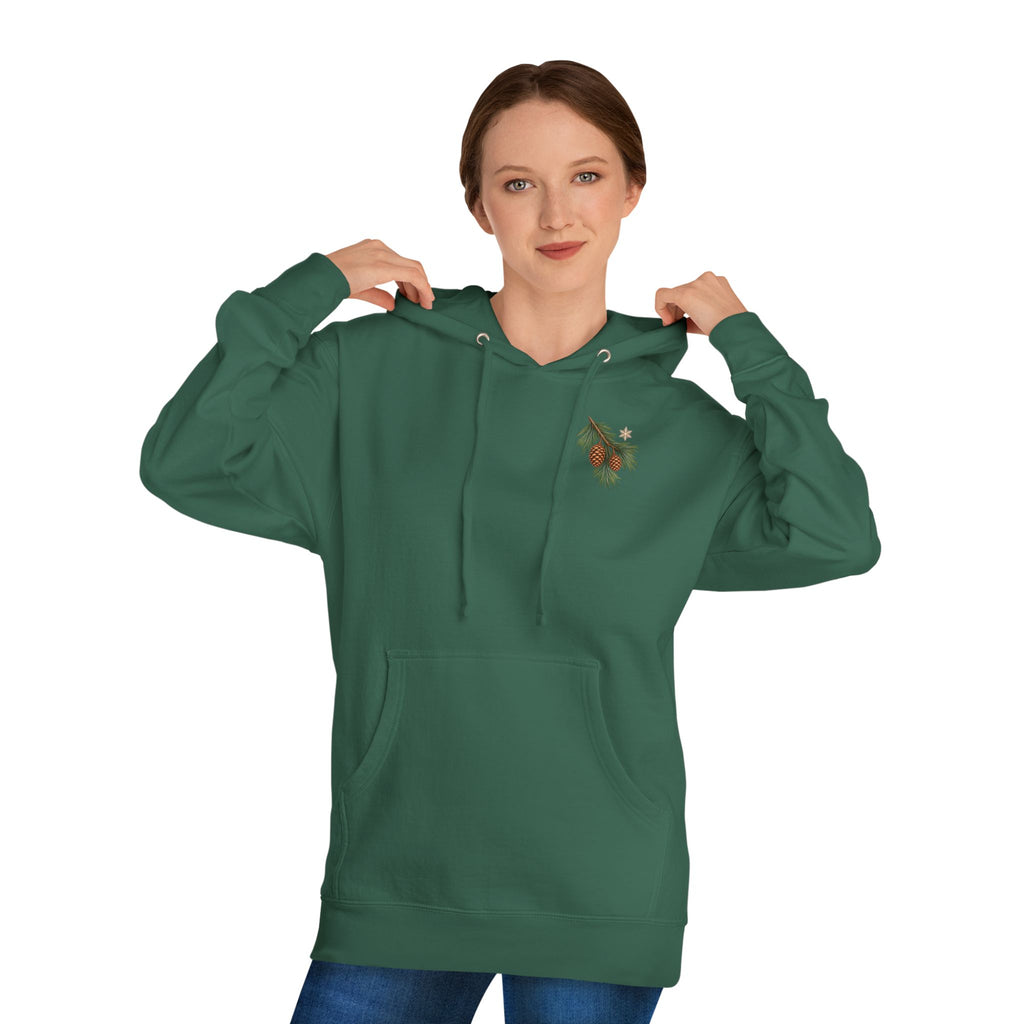 Navy Winter Pine Sleeve Artwork Hoodie