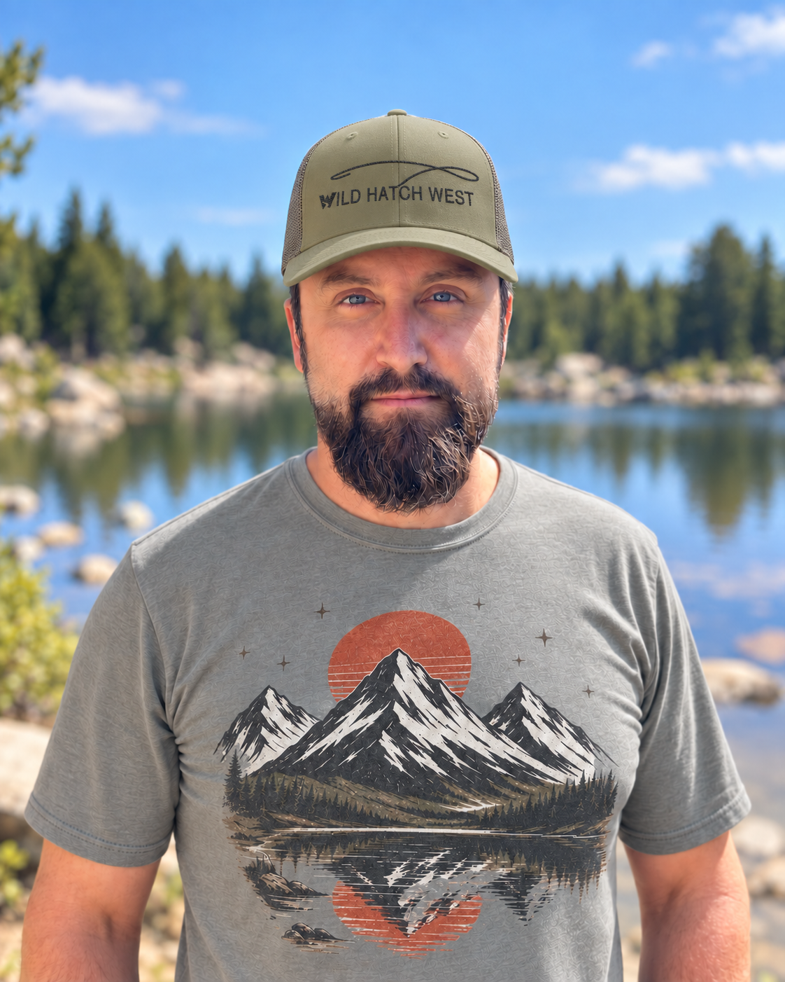 Mountain Lake Sunset Camping Tee