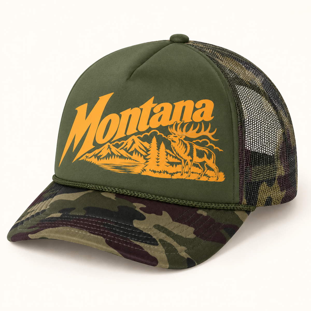 Montana Elk Landscape Trucker Cap