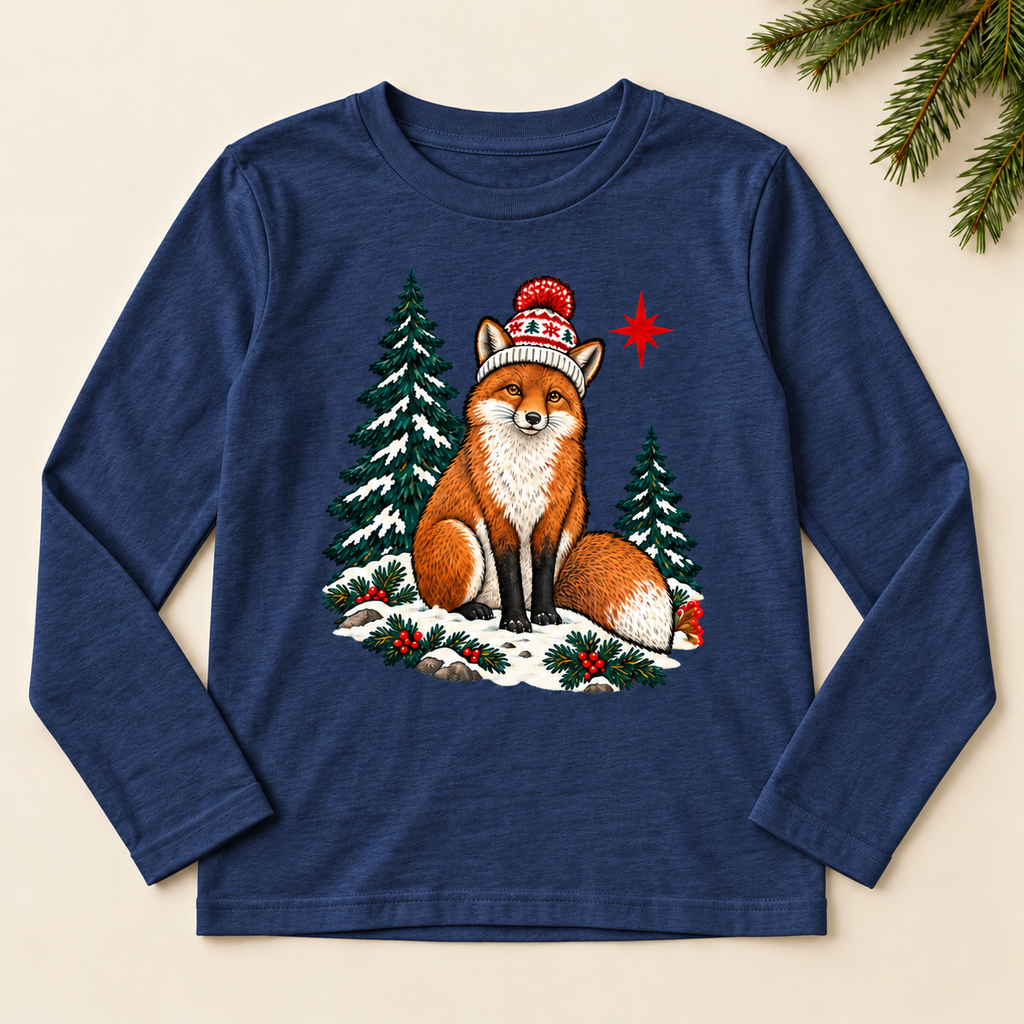 Wild Christmas Youth Long-Sleeve Tee — Fox