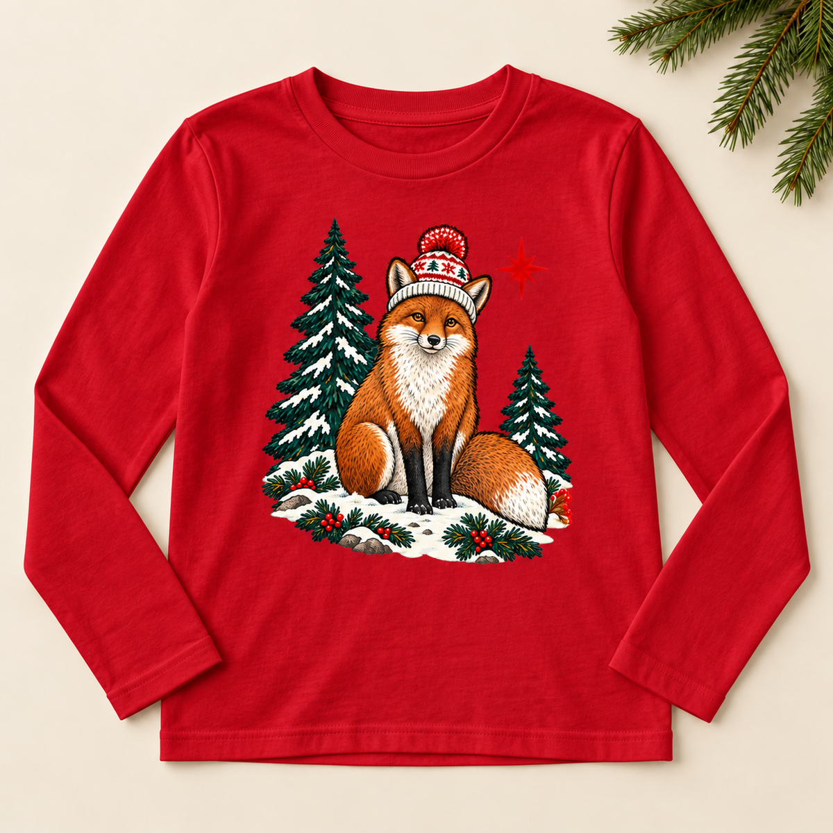 Wild Christmas Youth Long-Sleeve Tee — Fox