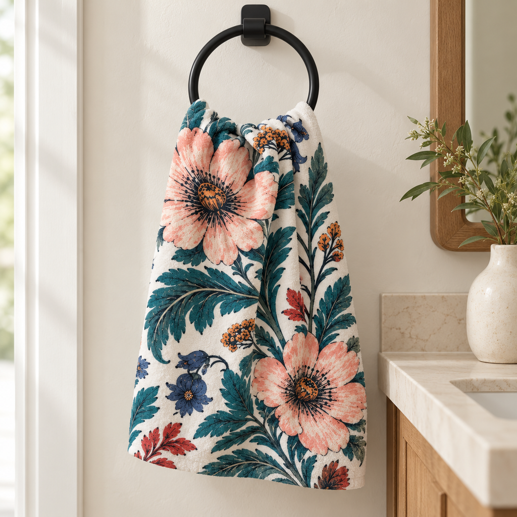 Pink Peony Botanical Hand Towel