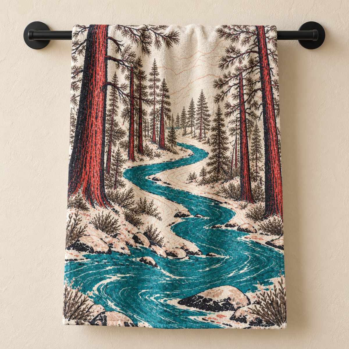 Mountain River Forest Hand Towel