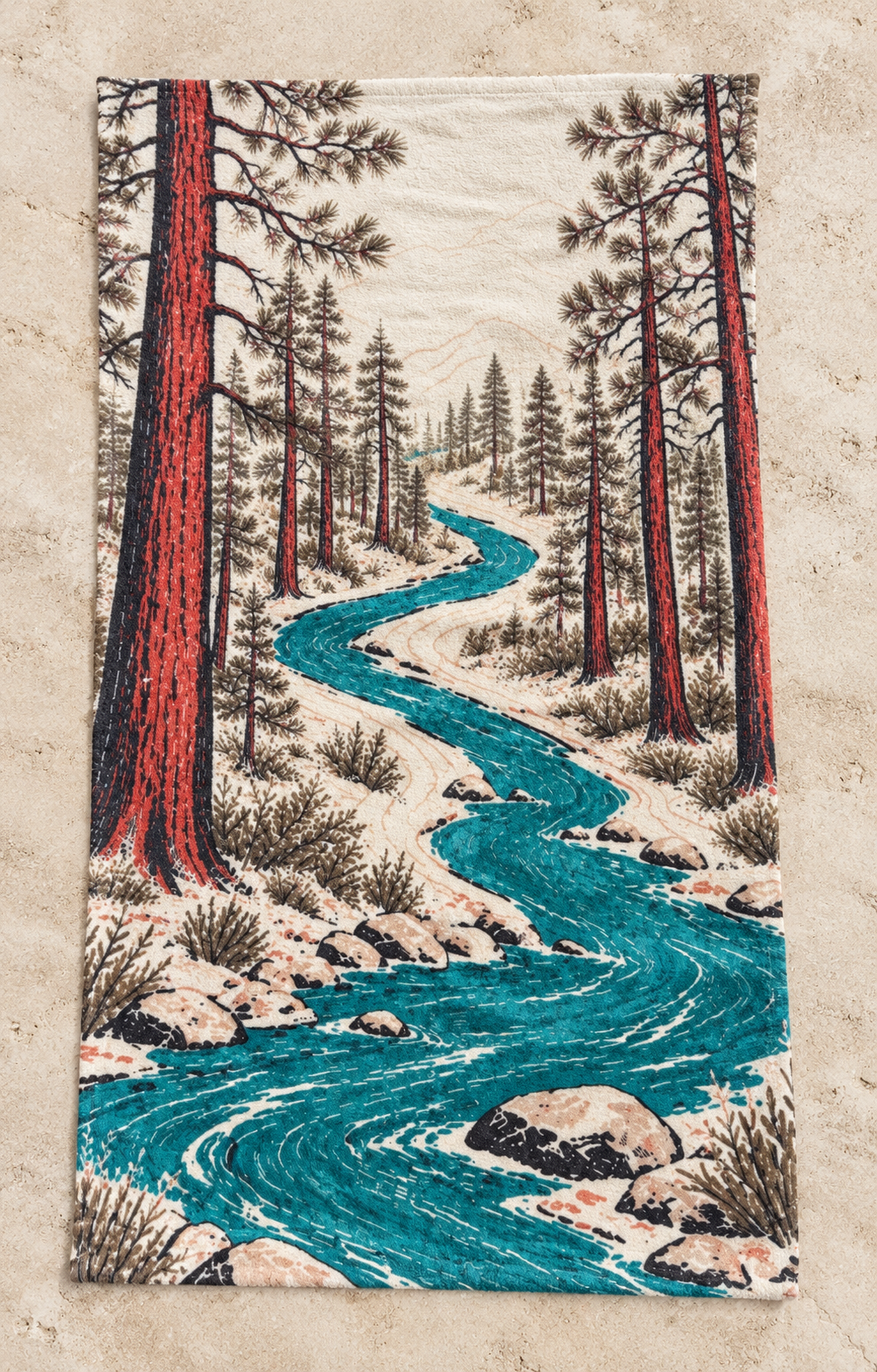 Mountain River Forest Hand Towel