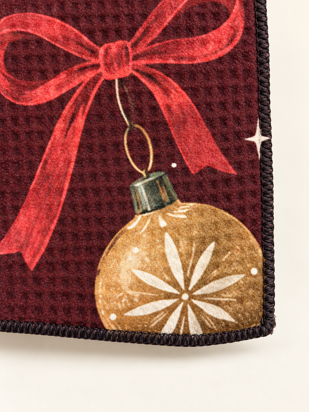 Vintage Christmas Ornaments Microfiber Tea Towel