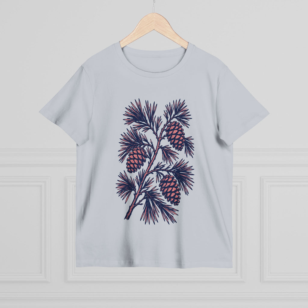 Women’s Pinecone Tee — Botanical Pinecone Branch Floral Graphic Shirt