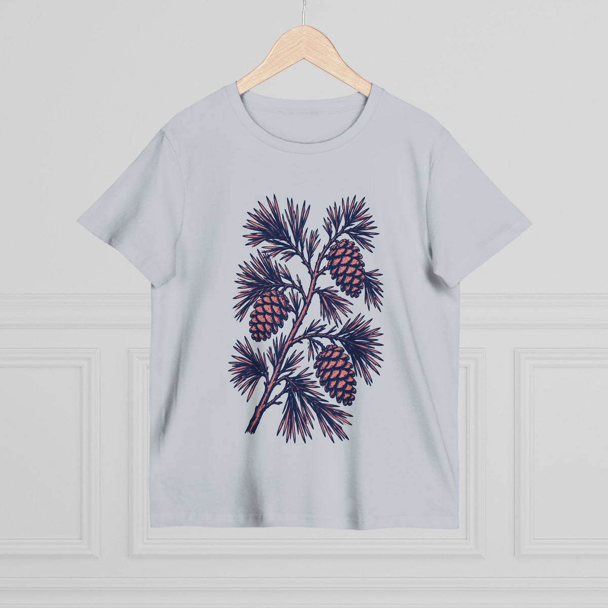 Women’s Pinecone Tee — Botanical Pinecone Branch Floral Graphic Shirt
