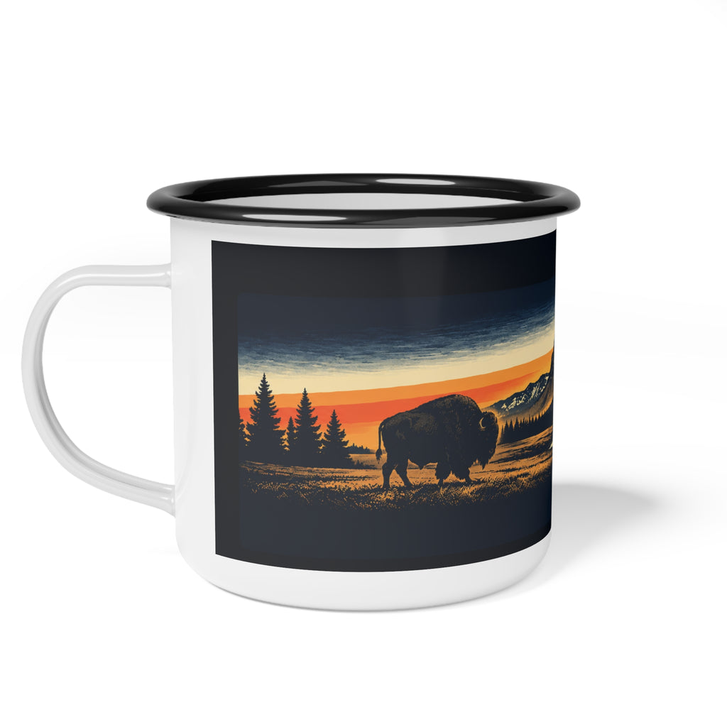 Enamel Camp Cup — Wild Horizons Bison Sunset Campfire Mug