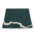 Large River Cut Leather Clutch | Deep Teal Topographic Design