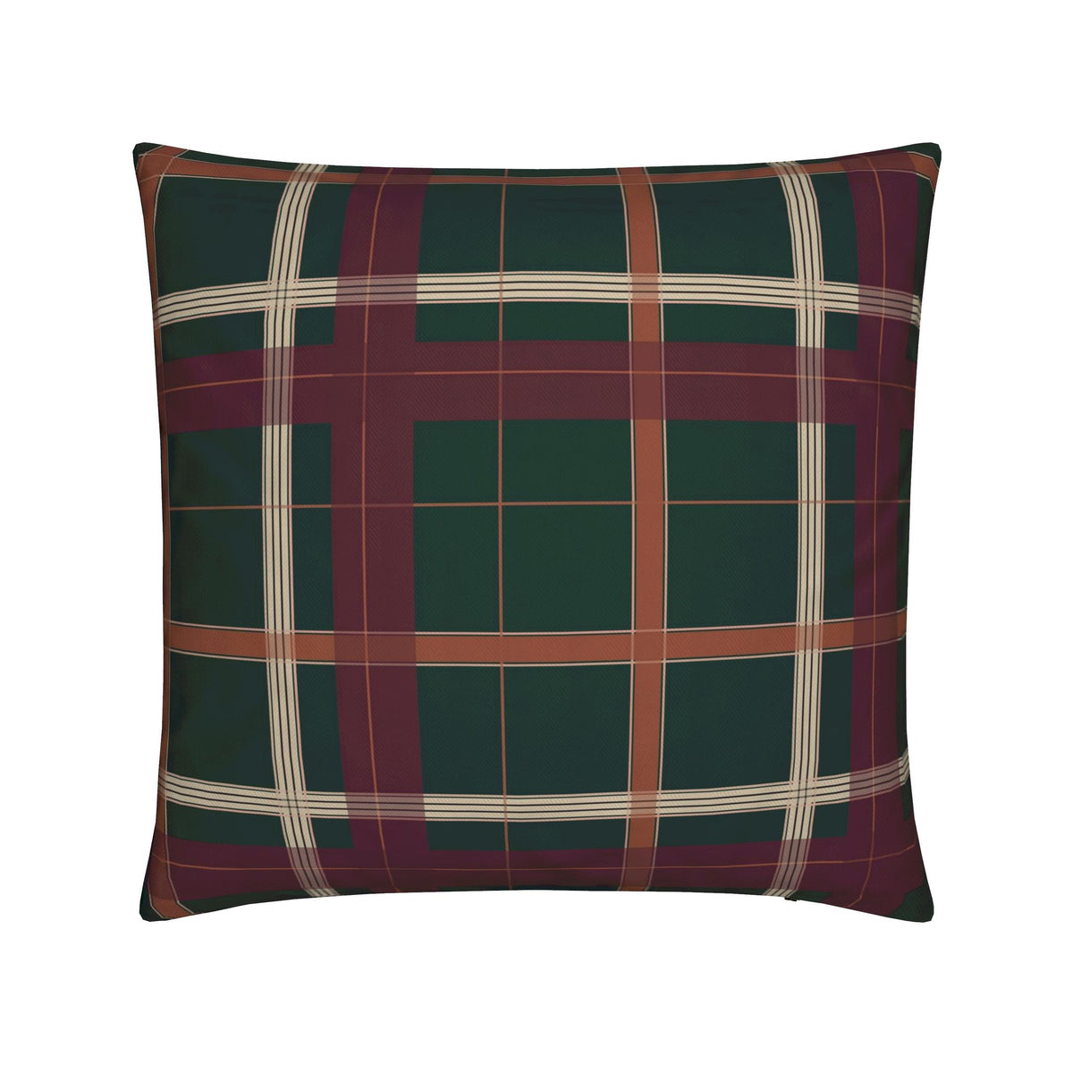 Forest Green & Burgundy Plaid Pillow