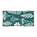 Teal Floral Beach Towel — White Botanical Print on Deep Teal