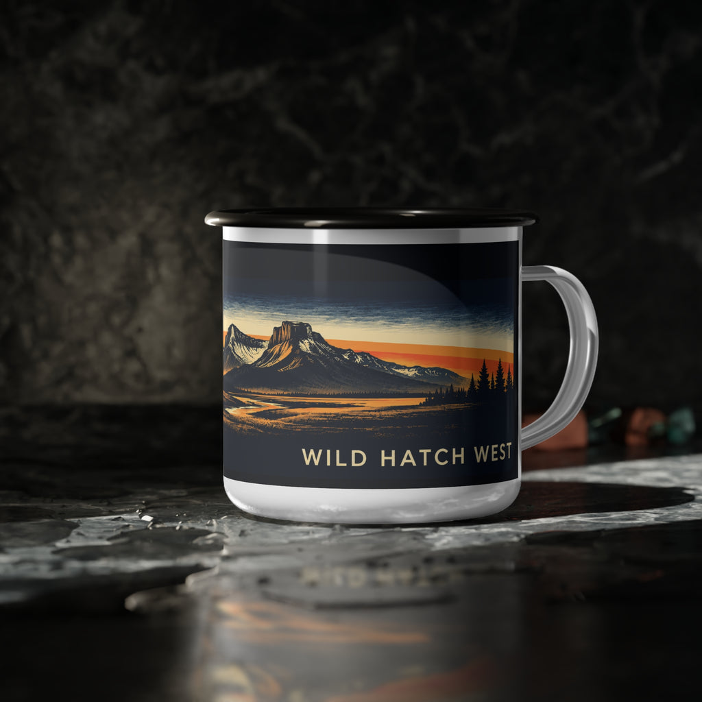 Enamel Camp Cup — Wild Horizons Bison Sunset Campfire Mug