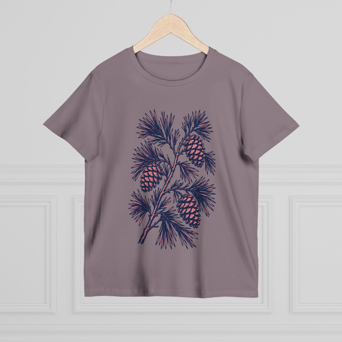 Women’s Pinecone Tee — Botanical Pinecone Branch Floral Graphic Shirt