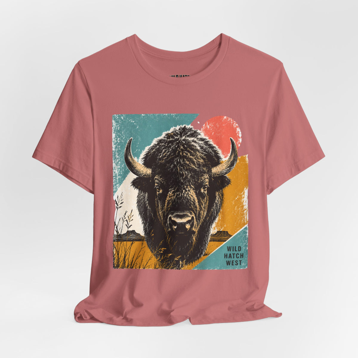 Retro Bison Graphic T-Shirt, Mauve or White