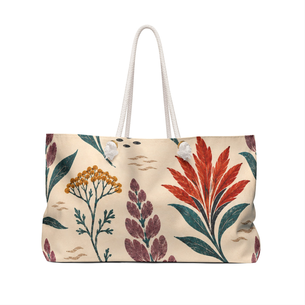 Floral Weekender Bag — Boho Wildflower Travel Tote