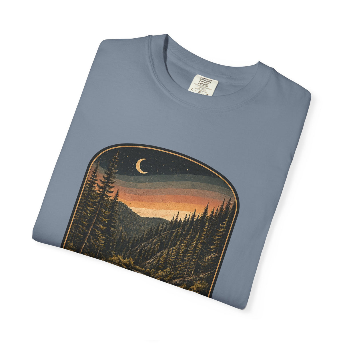 Bitterroot Flats Scenic Tee — Moonlit Mountain River Landscape T-Shirt