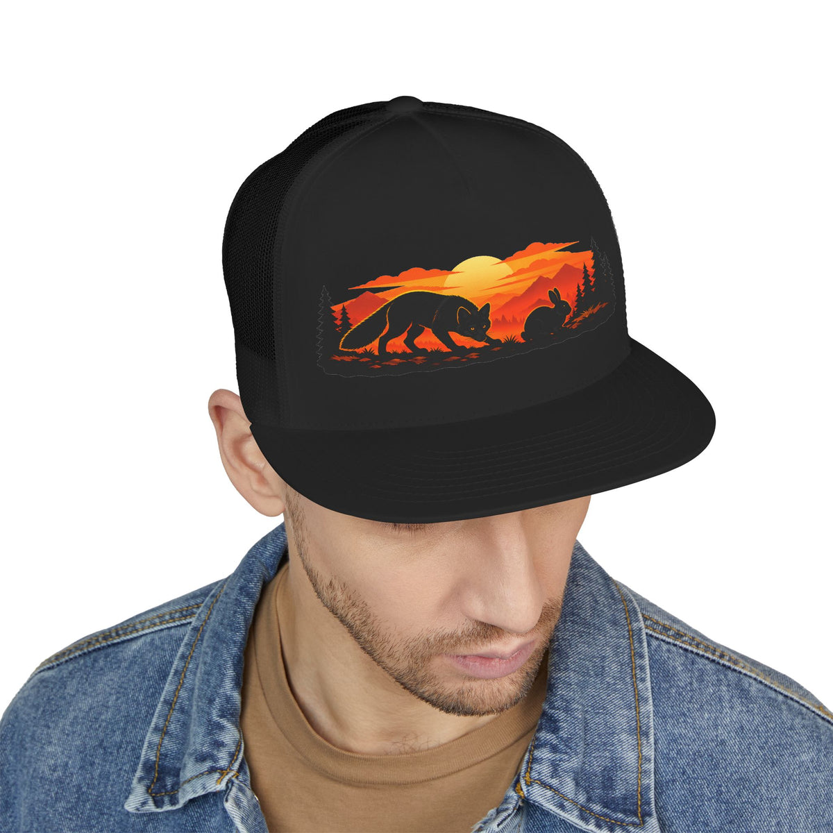 On the Hunt Trucker Cap — Mountain Silhouette Snapback