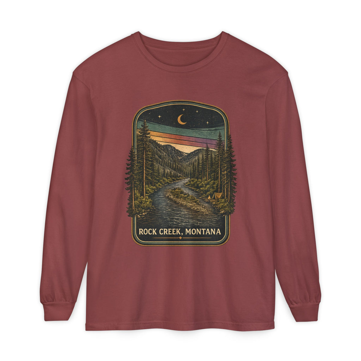 Rock Creek, Montana Long Sleeve T‑Shirt — Vintage Mountain Creek Graphic