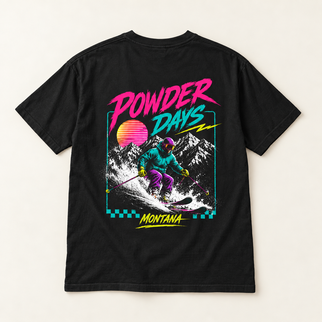 Powder Days T-Shirt — Vintage Ski Graphic Tee (Montana)