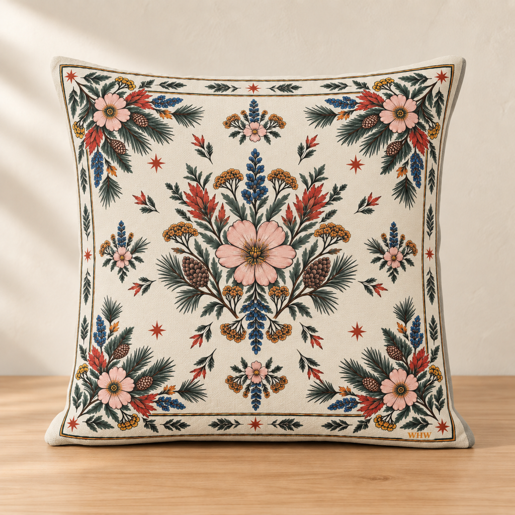 High Meadow Designer Pillow, Bone