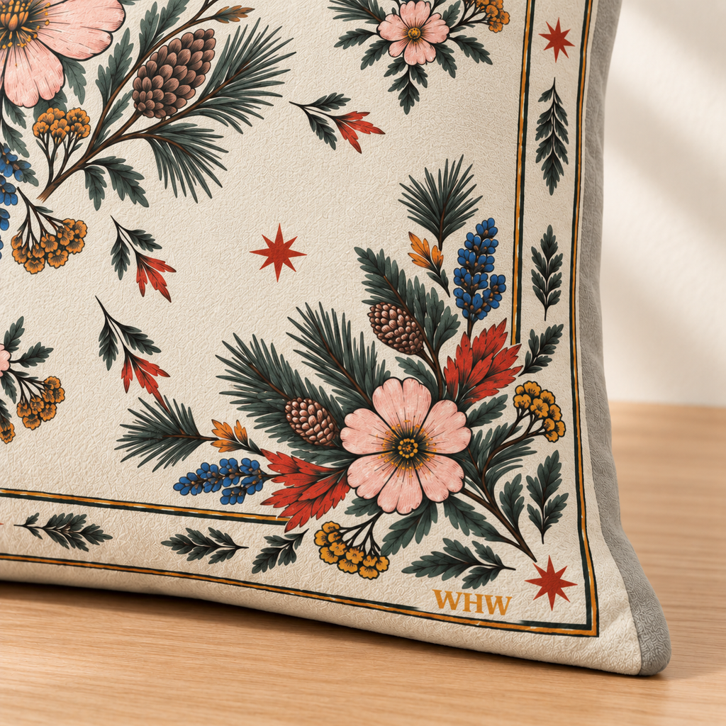 High Meadow Designer Pillow, Bone