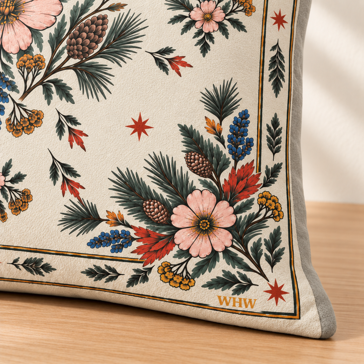 High Meadow Designer Pillow, Bone