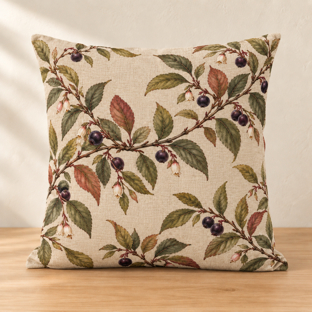 Huckleberry Bramble Pillow, Linen