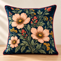 Deep Navy Meadow Velvet Pillow