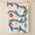 Retro Christmas Lights Tea Towel — Vintage Holiday Ornament Microfiber