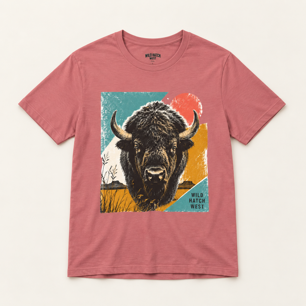 Retro Bison Graphic T-Shirt, Mauve or White