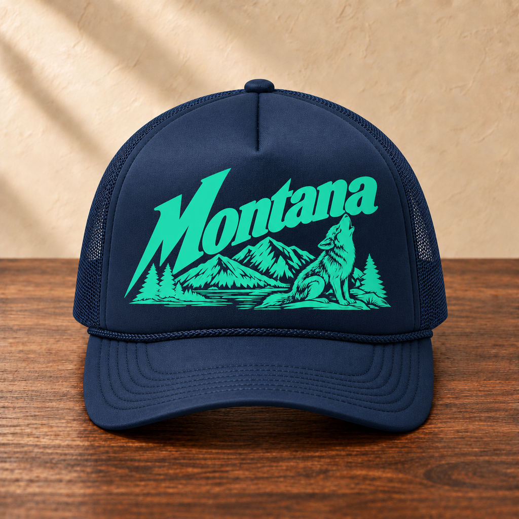 Montana Wolf Retro Trucker Hat