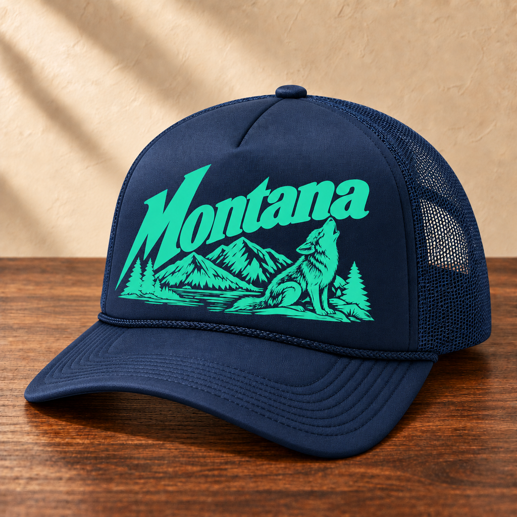 Montana Wolf Retro Trucker Hat