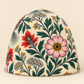 High Meadow Beanie, Cream on a cream studio background